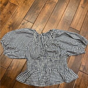 Old Navy Black and White Gingham Blouse